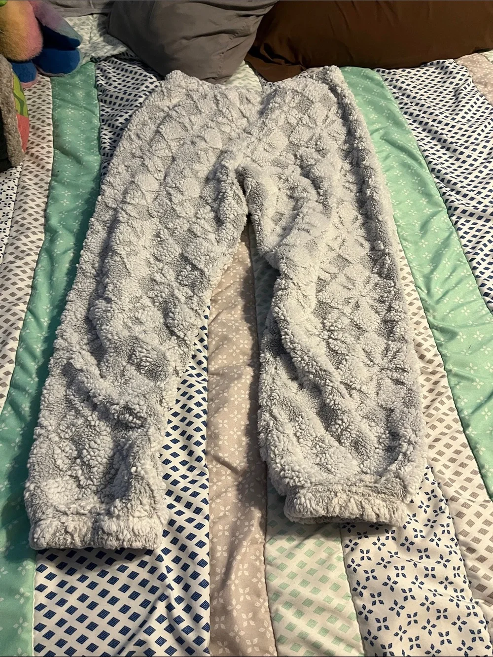 Cozy Fluffy Light Gray ladies’ Plush Hoodie pajamas set